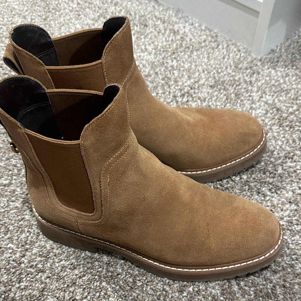 Cole Haan Women's Tan Suede Chelsea Booties